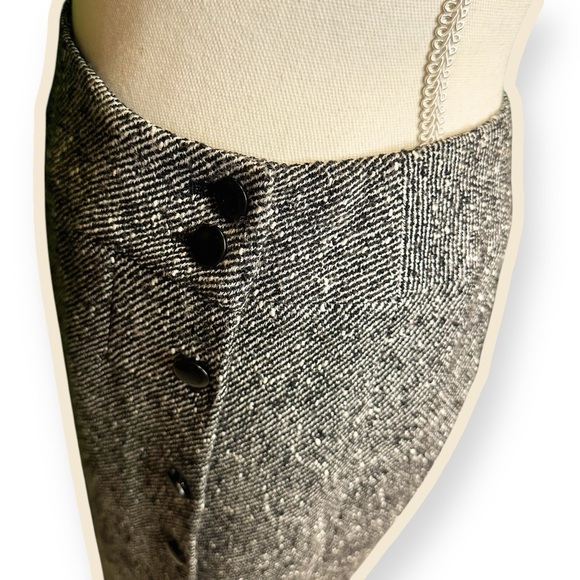 Talbots Vintage Black & White Tweed Italian Wool-Blend Side Button Midi Skirt 4 - Picture 15 of 16